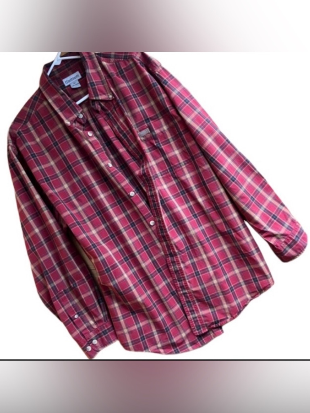 Carhartt XL Men’s Red Plaid Cotton Button Down Shirt